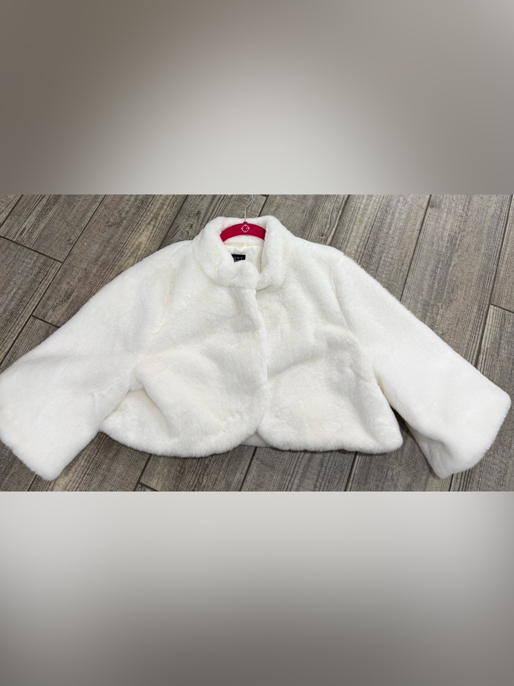 Laundry By Shelli Segal Cream Faux Fur Cropped Jacket